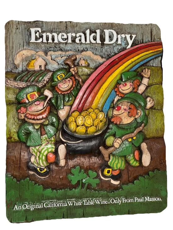 Other - Vintage Emerald Dry California White Table Wine Wall Plaque w/ Leprechaun Design